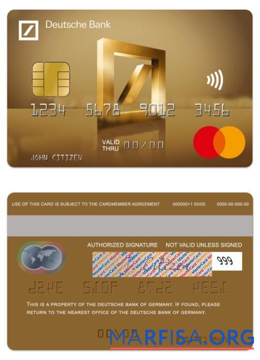 Realistic Germany Deutsche Bank gold mastercard sample